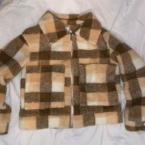 Shades of brown and white jacket, Princess Polly, Size 2, slightly cropped